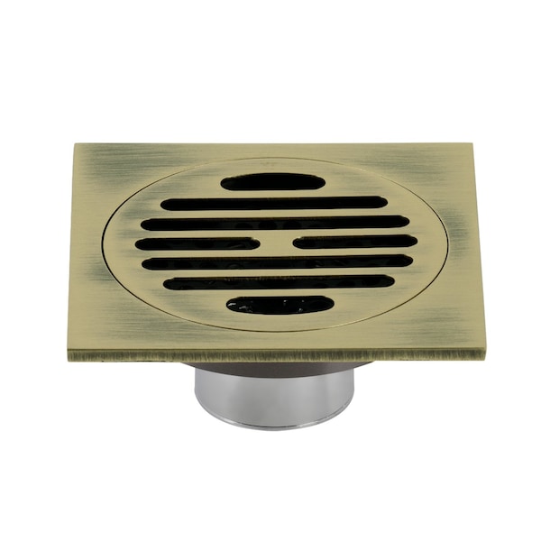 Kingston Brass BSF4262AB Watercourse Symmetric 4" Square Grid Shower Drain, Brass BSF4262AB - main